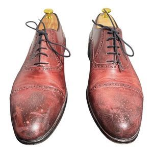 Ace Marks Leather Oxfords Cap Toe Dress Shoes Men's 11.5 (Italy) With Shoe Trees